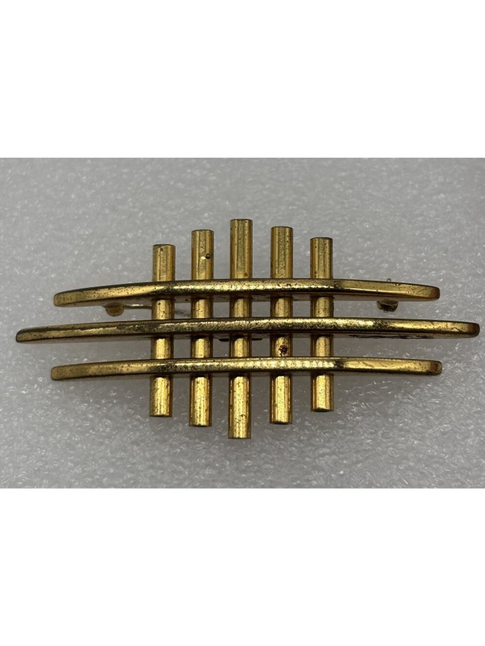 Vintage Monet Modernist Brooch Mid Century Geometric Architectural Design Signed